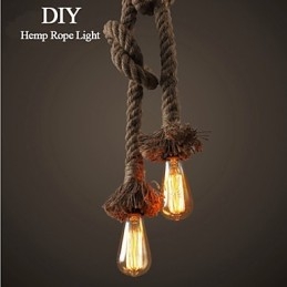 1 Light DIY Art kender kötél Könnyű kreatív kender kötélcsillár