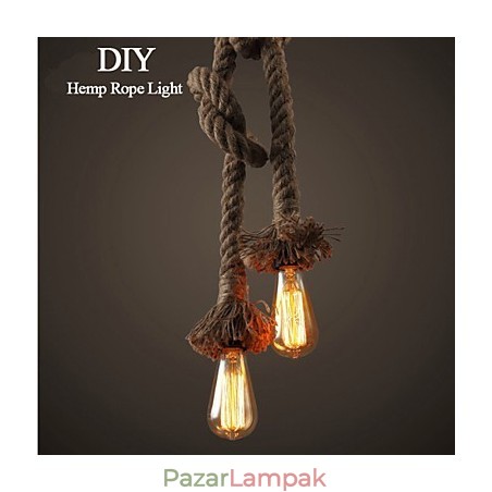 1 Light DIY Art kender kötél Könnyű kreatív kender kötélcsillár