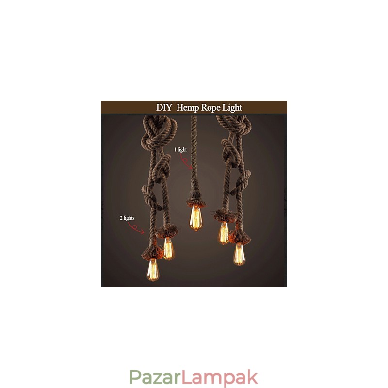 1 Light DIY Art kender kötél Könnyű kreatív kender kötélcsillár