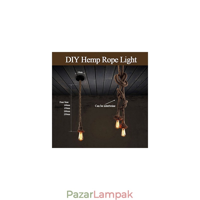 1 Light DIY Art kender kötél Könnyű kreatív kender kötélcsillár