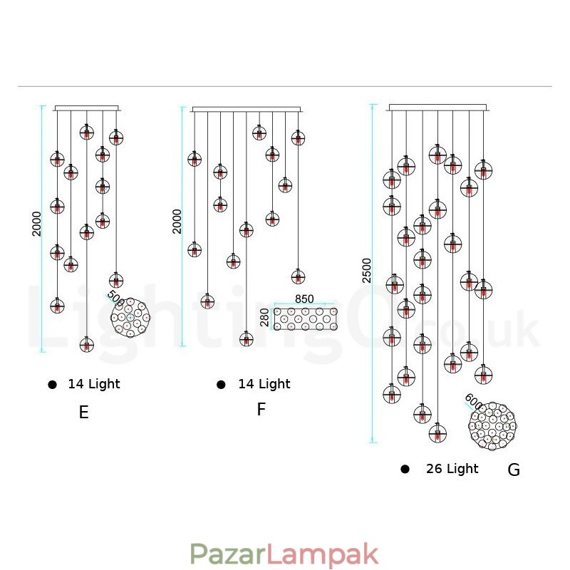Kreatív mérnöki színpad Meteorer kristálygömb függőlámpa