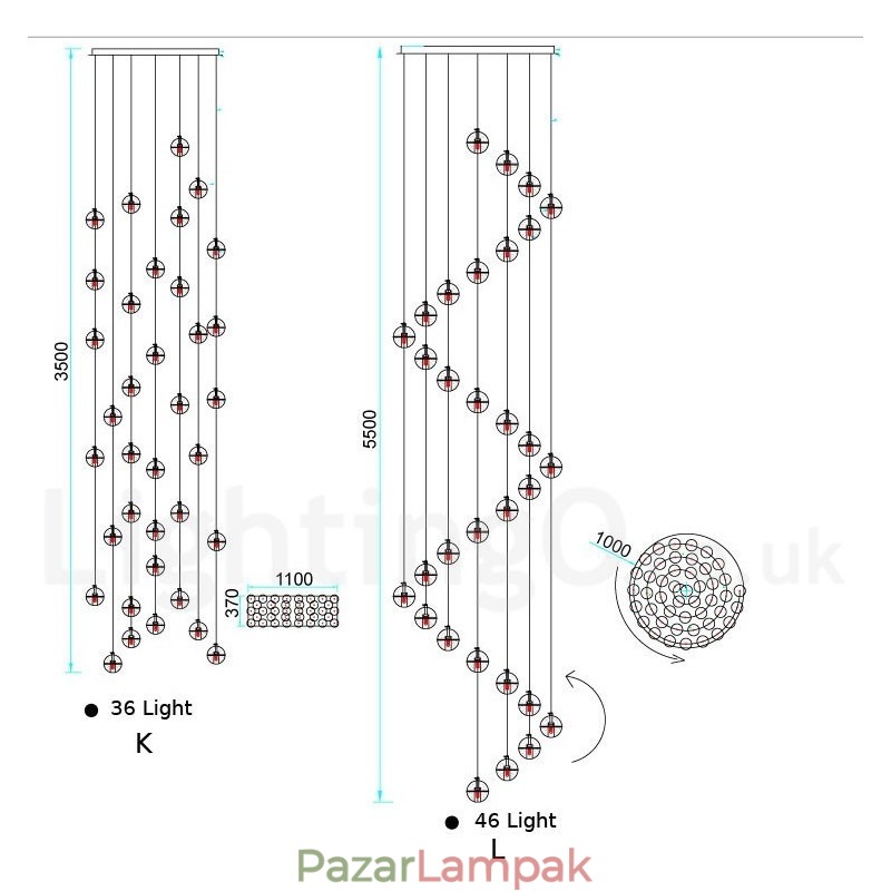Kreatív mérnöki színpad Meteorer kristálygömb függőlámpa
