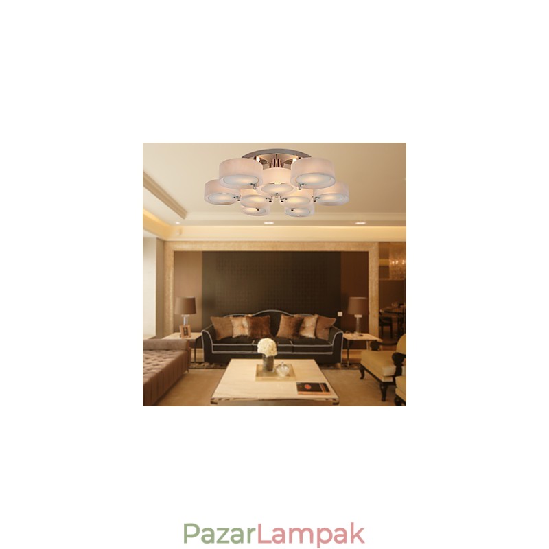 Modern, modern króm fém csillár süllyesztett rögzítés