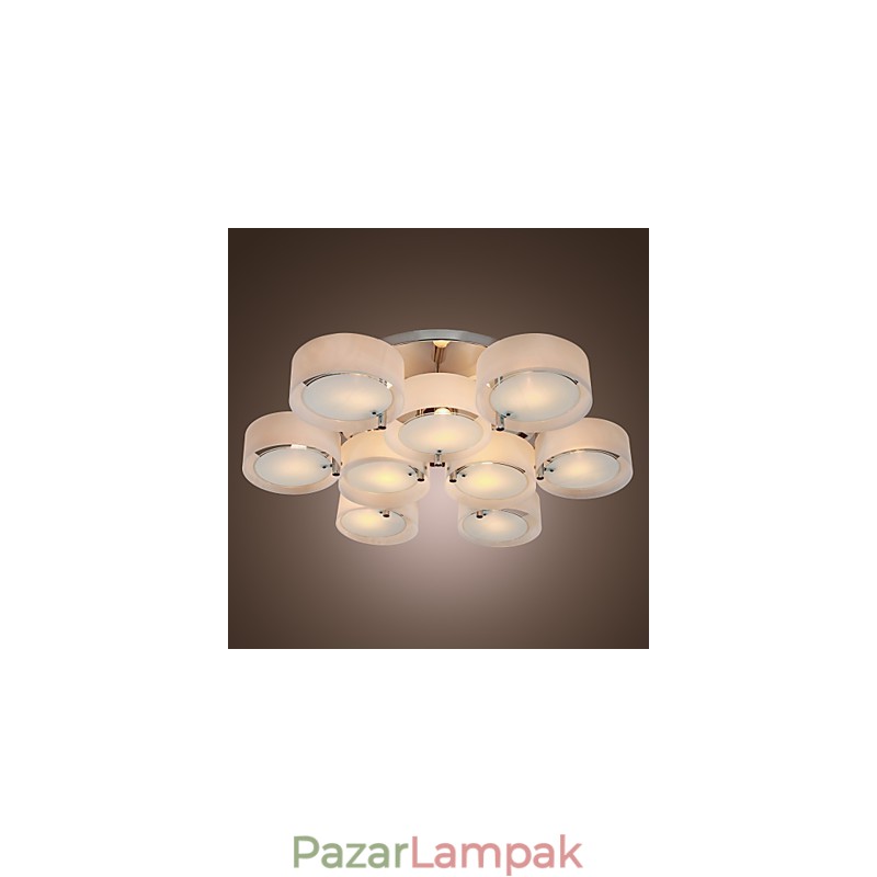 Modern, modern króm fém csillár süllyesztett rögzítés