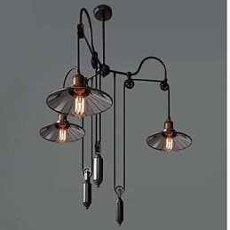 Vintage Pully Pendant Light 3 Island Foyer Metal+ Galss belső árnyékoló