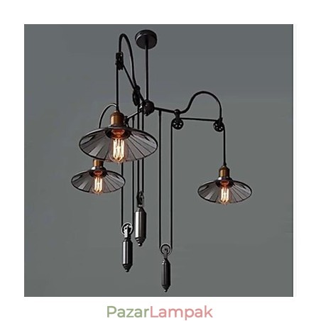 Vintage Pully Pendant Light 3 Island Foyer Metal+ Galss belső árnyékoló Vintage Pully Pendant Light 3 Island Foyer Metal+ Galss belső árnyékoló