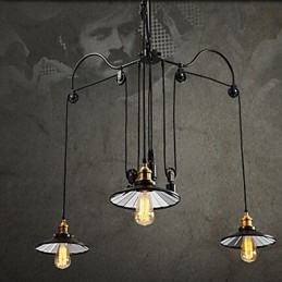 Vintage Pully Pendant Light 3 Island Foyer Metal+ Galss belső árnyékoló