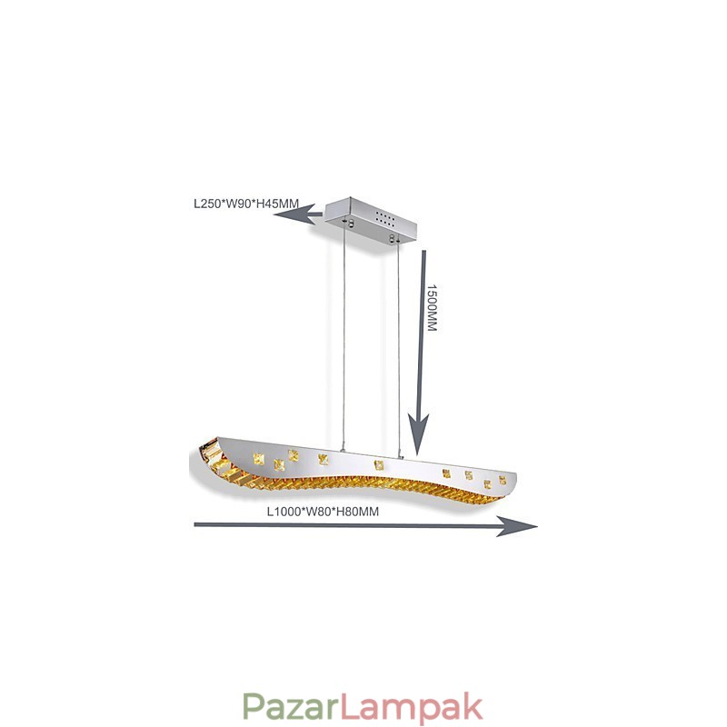 Crystal függőlámpa Krómozott fém függőlámpa borostyán vagy átlátszó kristály