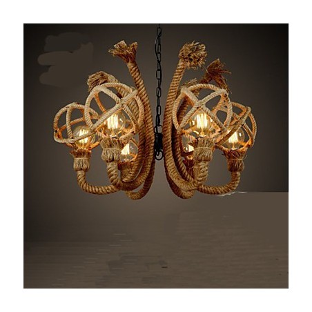 Vintage Iron Art kender kötél amerikai vidéki csillár Vintage Iron Art kender kötél amerikai vidéki csillár