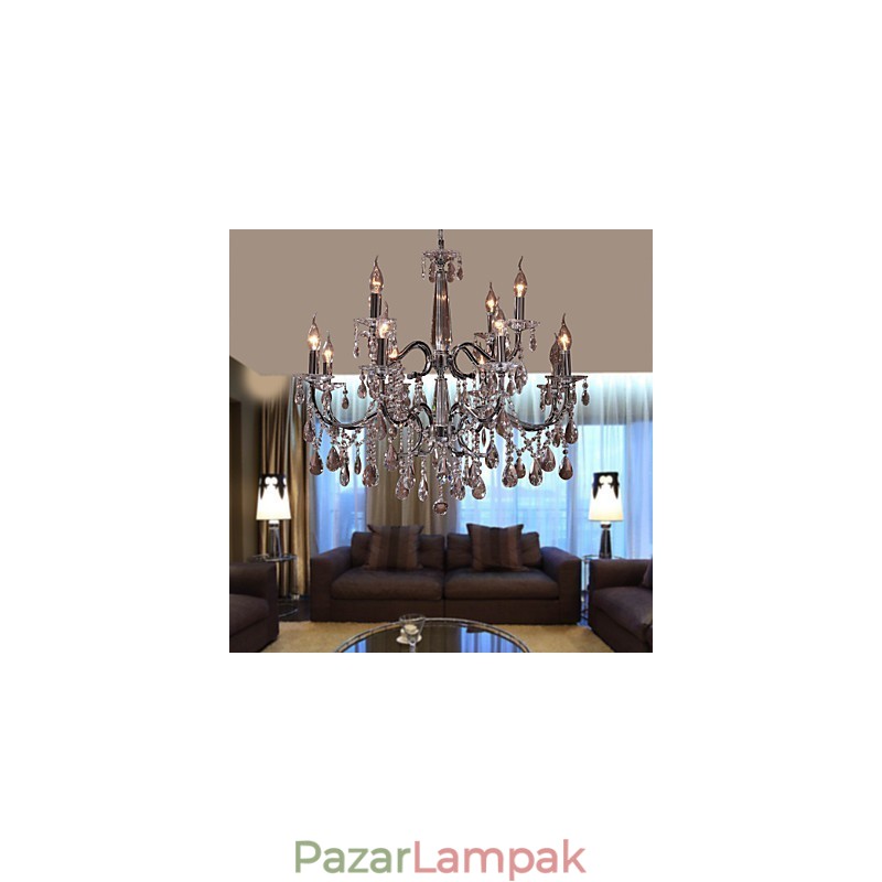 Csillár Crystal Modern 2 szintes Living 12 Lights