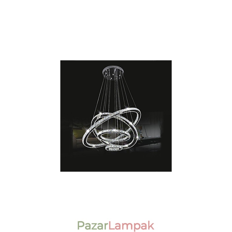 Kristály függőlámpa mennyezeti világítás átlátszó kristály kerek 4 gyűrűs 40cm 60cm 80cm forrás lámpatestek
