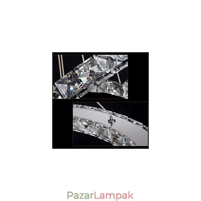 Kristály függőlámpa mennyezeti világítás átlátszó kristály kerek 4 gyűrűs 40cm 60cm 80cm forrás lámpatestek
