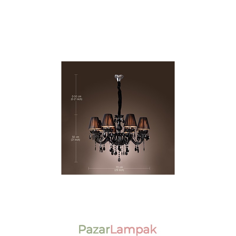Csillár Luxus Modern Fekete Crystal Living 8 Lights