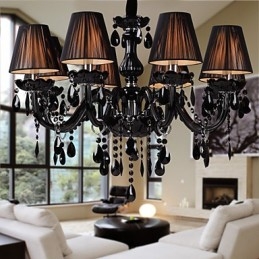 Csillár Luxus Modern Fekete Crystal Living 8 Lights