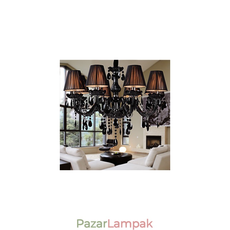 Csillár Luxus Modern Fekete Crystal Living 8 Lights
