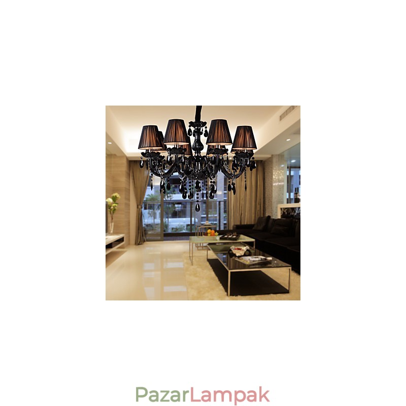 Csillár Luxus Modern Fekete Crystal Living 8 Lights
