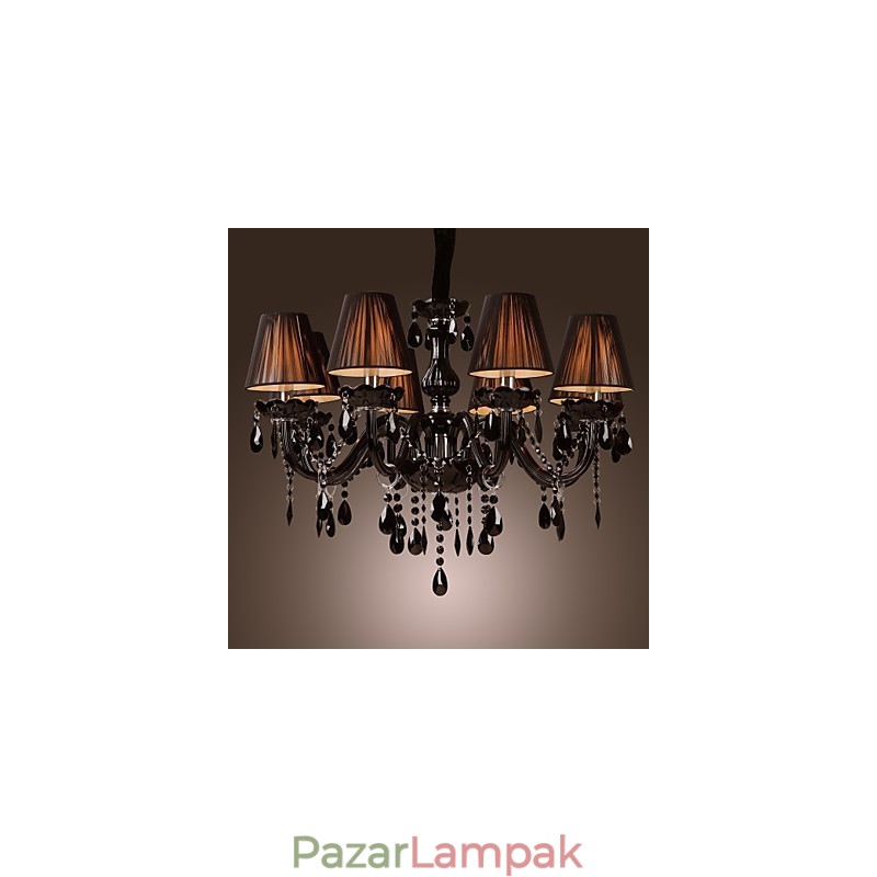 Csillár Luxus Modern Fekete Crystal Living 8 Lights