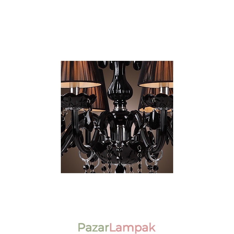 Csillár Luxus Modern Fekete Crystal Living 8 Lights