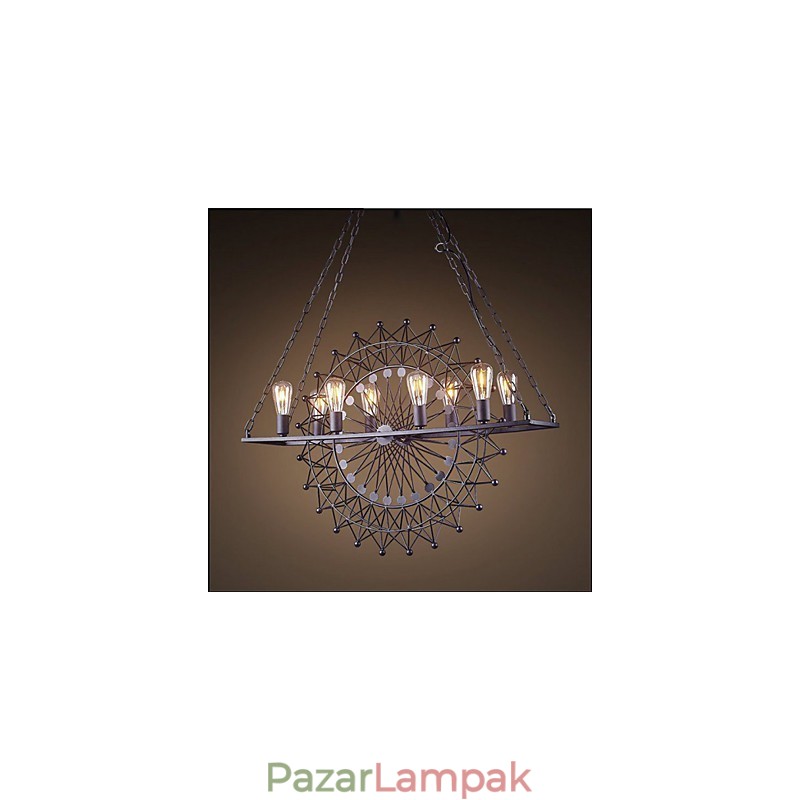 Ipari stílusú felhőkarcoló kerékfüggő lámpa