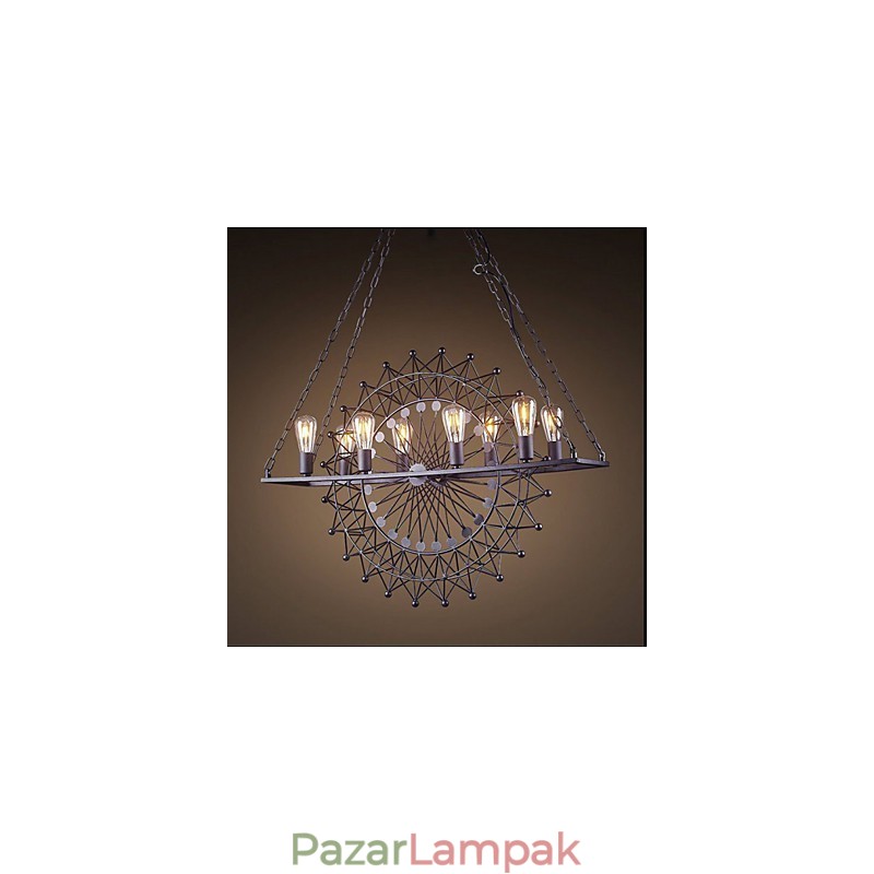 Ipari stílusú felhőkarcoló kerékfüggő lámpa