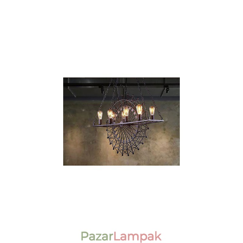 Ipari stílusú felhőkarcoló kerékfüggő lámpa