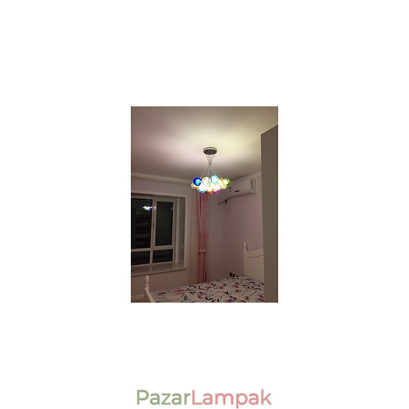 Modern buborékgömb, színes üveg függőlámpa 19 lámpával