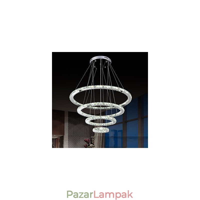 Modern függőlámpa átlátszó kristály mennyezeti csillár világító lámpa D100CM+D80CM+D60CM+D40CM