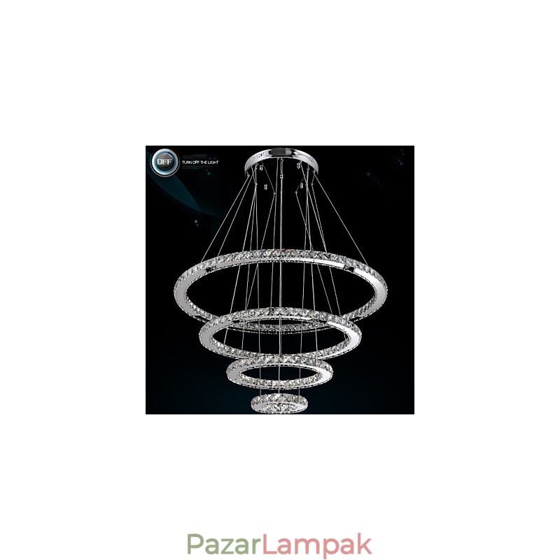 Modern függőlámpa átlátszó kristály mennyezeti csillár világító lámpa D100CM+D80CM+D60CM+D40CM