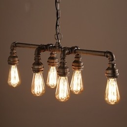 Edison Retro Loft stílusú Vintage ipari függeszték könnyűfém vízcső lámpatest Lampara Colgantes