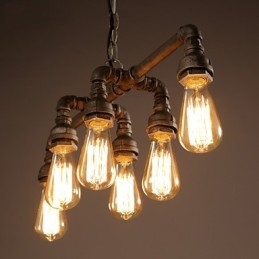 Edison Retro Loft stílusú Vintage ipari függeszték könnyűfém vízcső lámpatest Lampara Colgantes