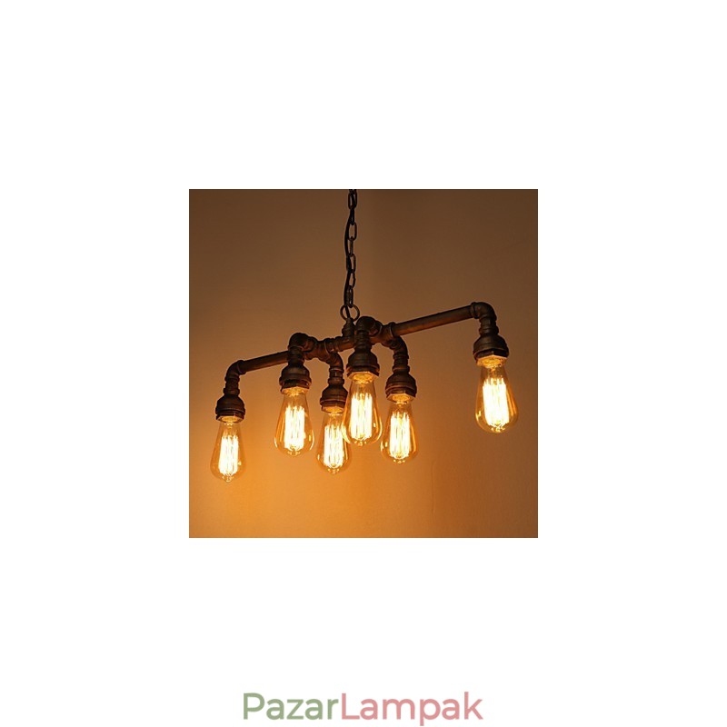 Edison Retro Loft stílusú Vintage ipari függeszték könnyűfém vízcső lámpatest Lampara Colgantes