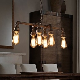 Edison Retro Loft stílusú Vintage ipari függeszték könnyűfém vízcső lámpatest Lampara Colgantes