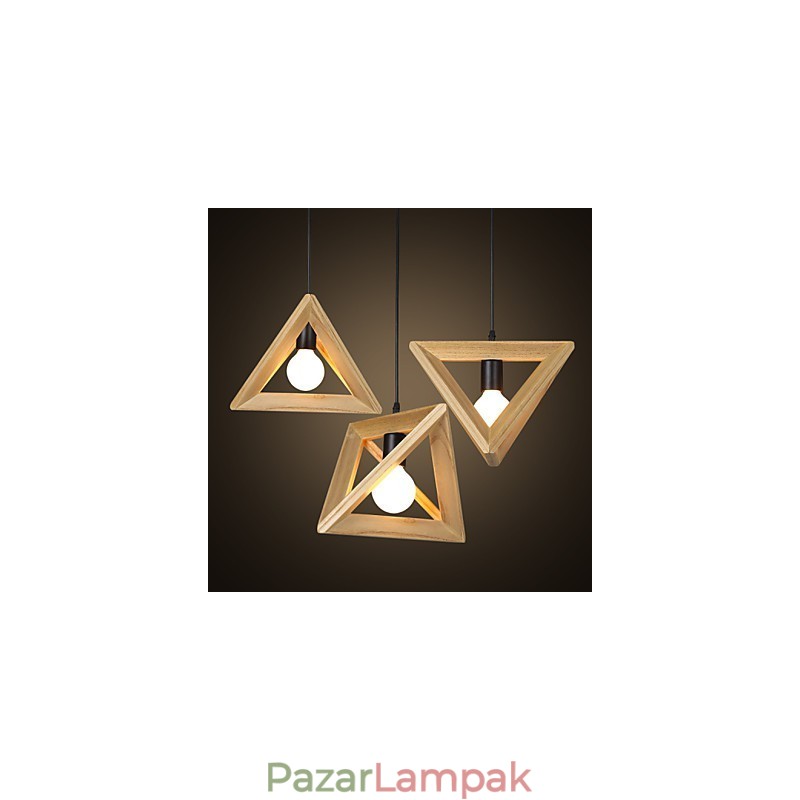 Európai stílusú kreatív vidék az ősi módok helyreállításával Háromszög alakú fadoboz csepplámpa