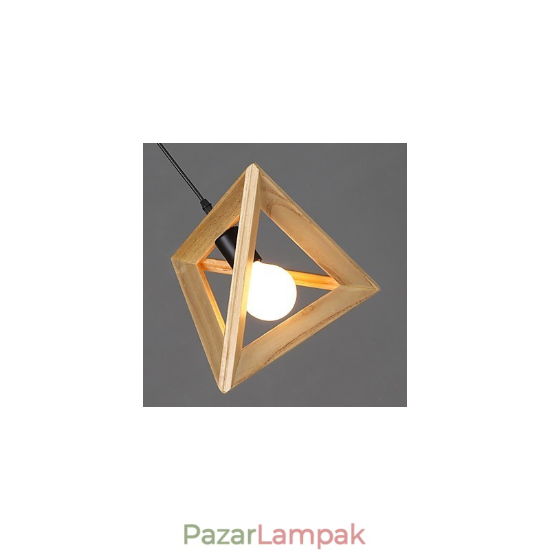 Európai stílusú kreatív vidék az ősi módok helyreállításával Háromszög alakú fadoboz csepplámpa