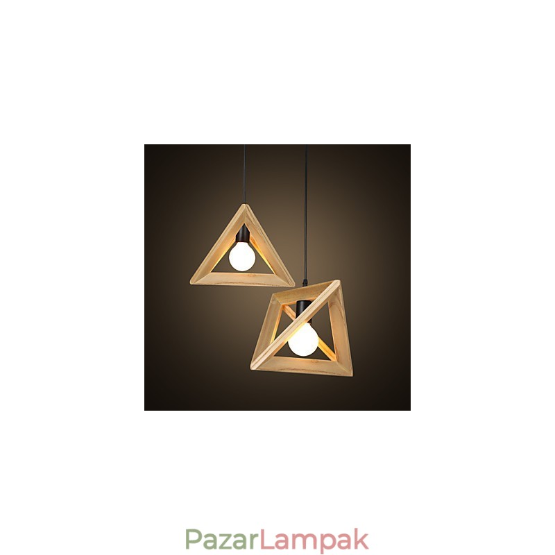 Európai stílusú kreatív vidék az ősi módok helyreállításával Háromszög alakú fadoboz csepplámpa