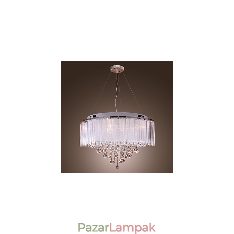 Modern, modern dobkristály, galvanizált függőlámpa