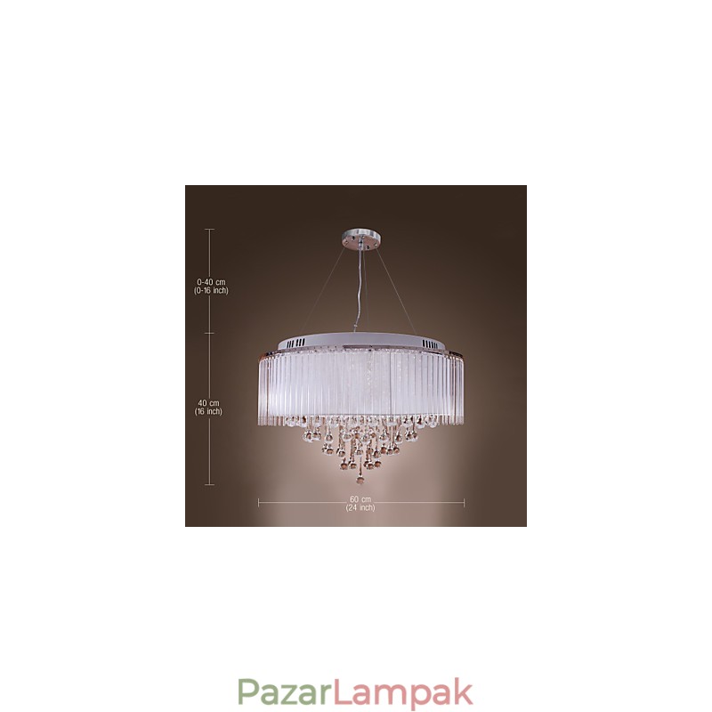 Modern, modern dobkristály, galvanizált függőlámpa