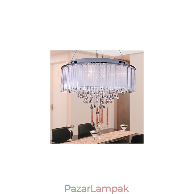 Modern, modern dobkristály, galvanizált függőlámpa