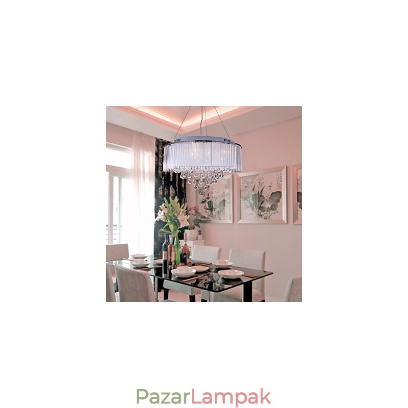 Modern, modern dobkristály, galvanizált függőlámpa