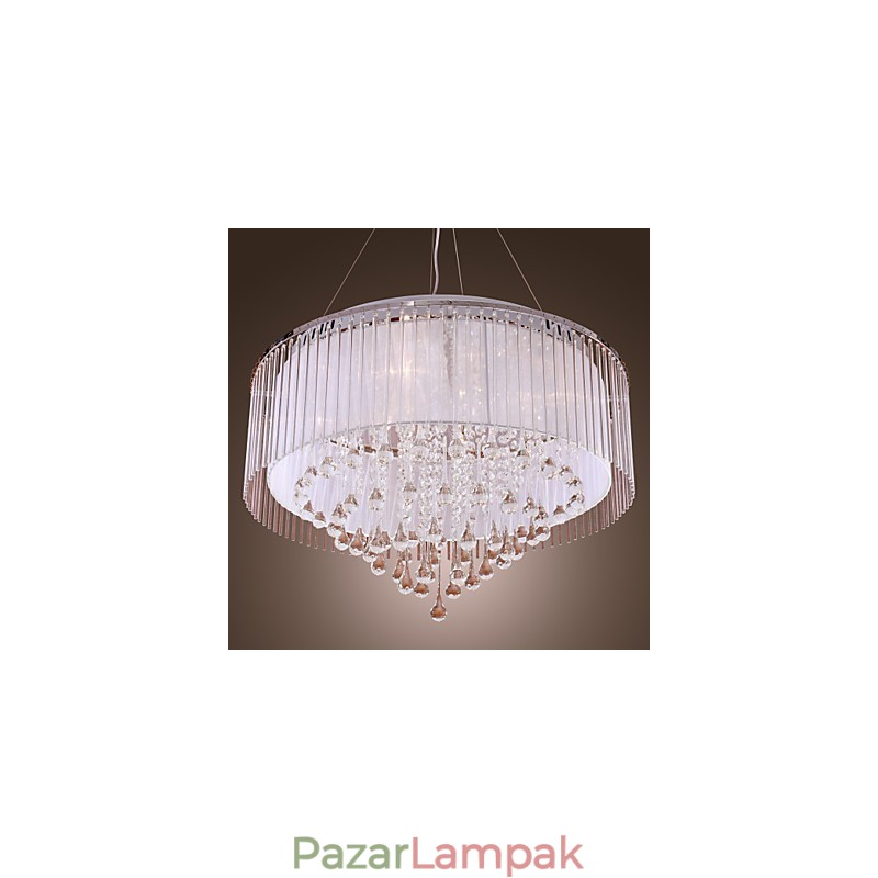 Modern, modern dobkristály, galvanizált függőlámpa