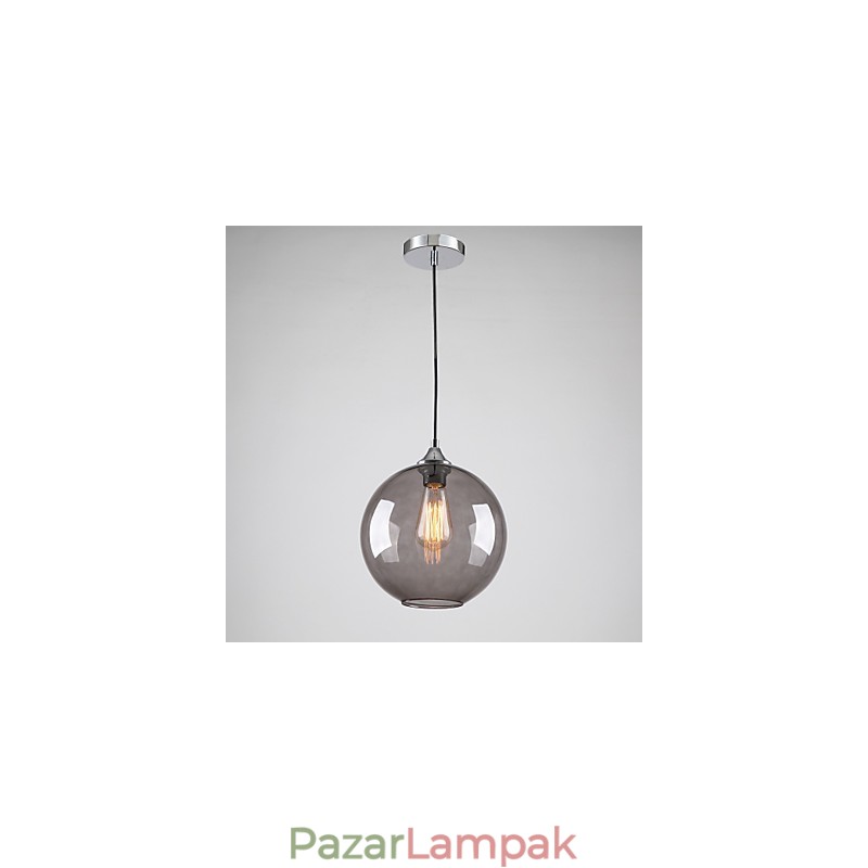 Modern üveg függőlámpa kerek, füstszürke buborékos kivitelben