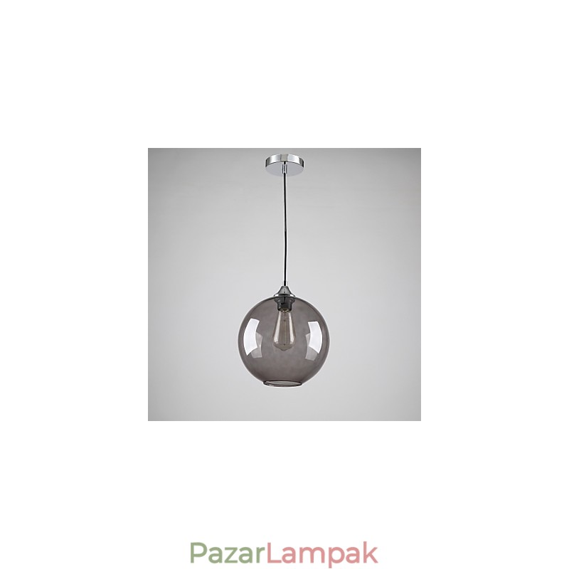 Modern üveg függőlámpa kerek, füstszürke buborékos kivitelben
