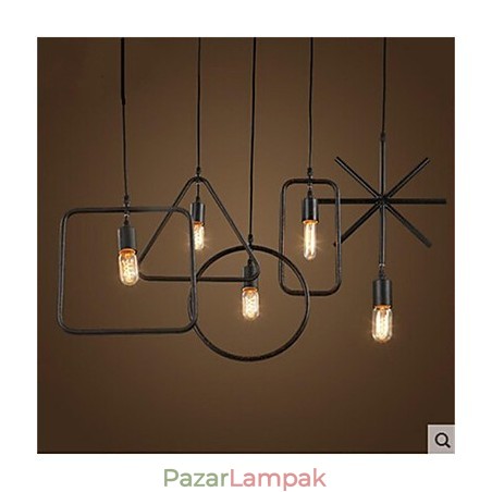 Egyedi amerikai retro 5 fej alakú vas műcsillár