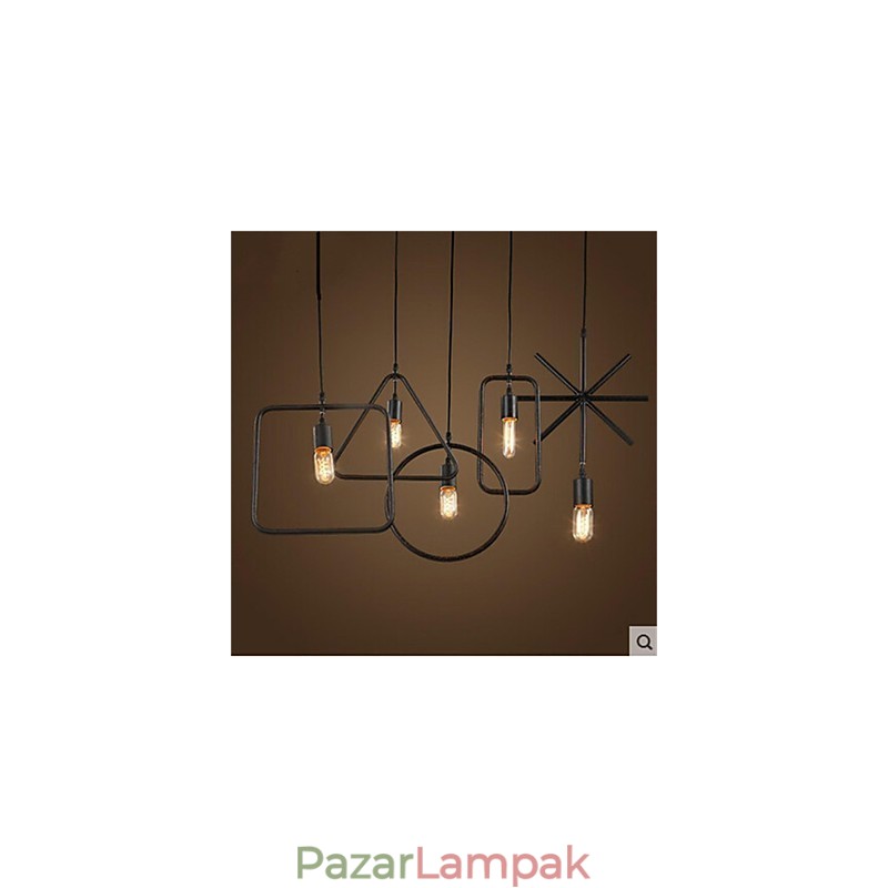 Egyedi amerikai retro 5 fej alakú vas műcsillár