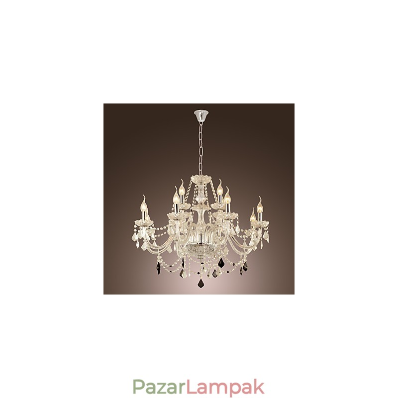 Rusztikus Lodge Crystal galvanizált üvegcsillár
