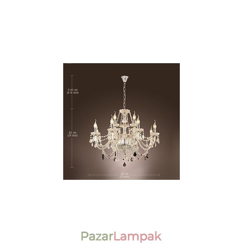 Rusztikus Lodge Crystal galvanizált üvegcsillár