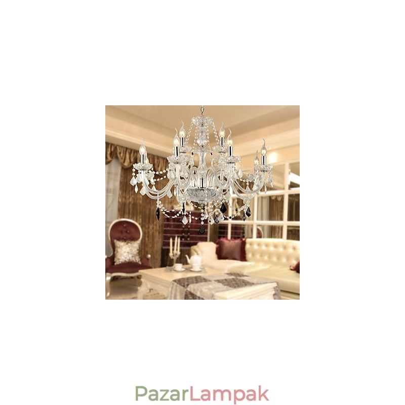 Rusztikus Lodge Crystal galvanizált üvegcsillár
