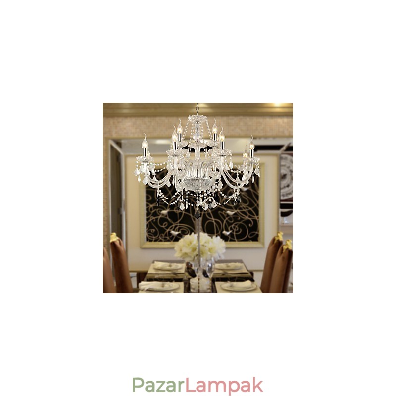 Rusztikus Lodge Crystal galvanizált üvegcsillár