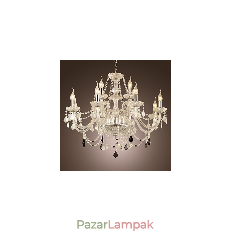 Rusztikus Lodge Crystal galvanizált üvegcsillár