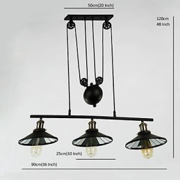 Függesztett lámpák Vintage 3 Lights ST64 izzók fel és le rendszerrel